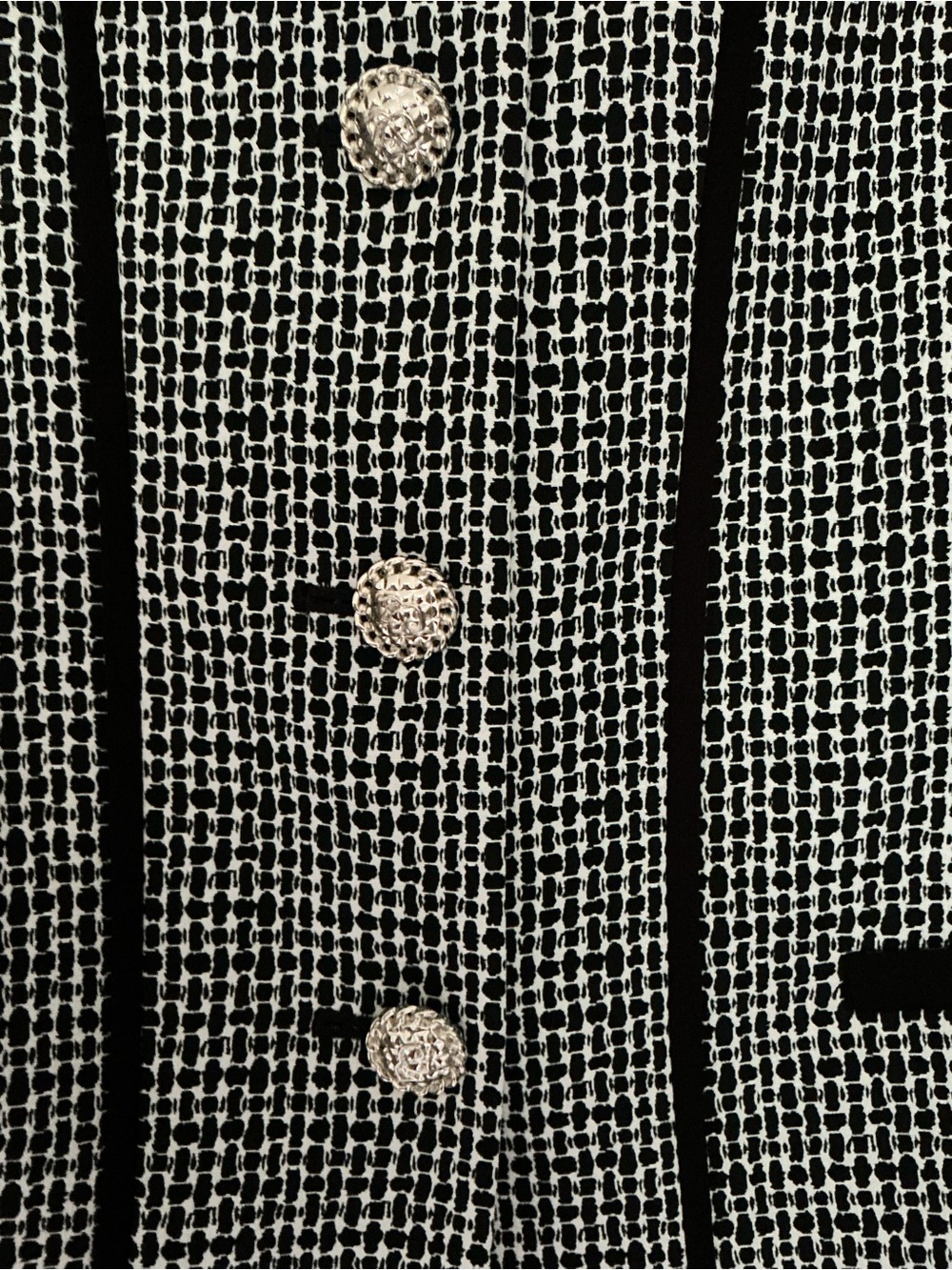 Karl Lagerfeld Black & White Tweed Jacket with Unique Silver Buttons - Picture 3 of 8